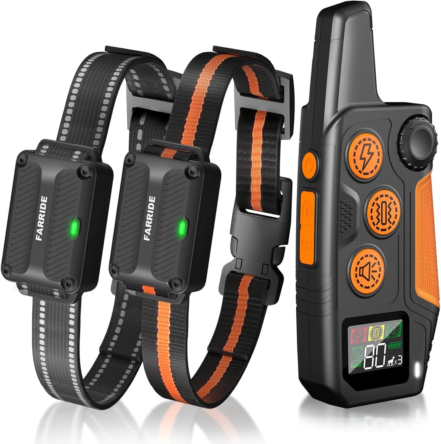 Dog Shock Collar 3300FT 4 Channels  with Remote for 8-120Lbs Small Medium Large Dogs,Waterproof Rechargeable E-Collar with Beep,Vibration,Shock,Safe Lock (Orange)