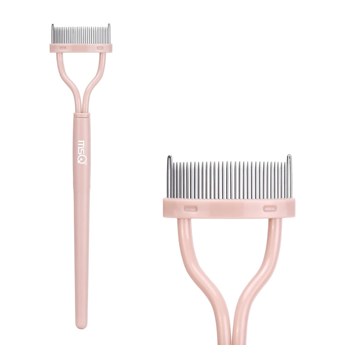 Eyelash Comb Separator  Eyelash Mascara Brush and Comb Lash Separator with Comb Cover Arc Designed Cosmetic Brushes Tool Pink (1PCS)