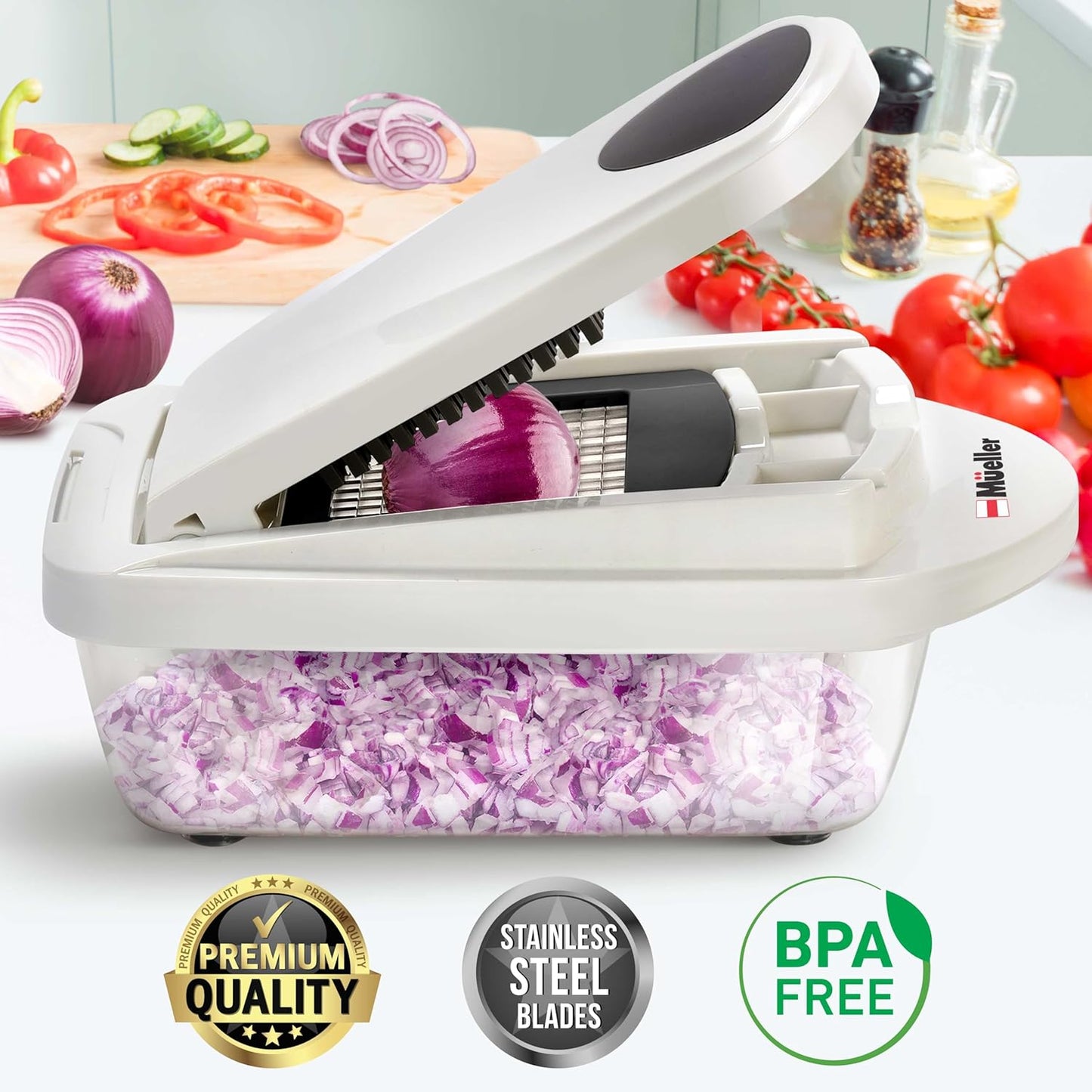 Pro-Series 10-In-1, 8 Blade Vegetable Chopper, Onion Mincer, Cutter, Dicer, Egg Slicer with Container, French Fry Cutter, Potato Slicer, Home Essentials & Kitchen Gadgets, Salad Chopper