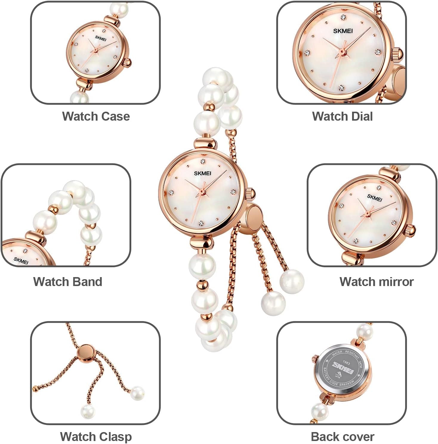 Watches Women Analog Quartz Watch Mosaic with Diamonds Bracelet Dress Watch for Female Waterproof Wristwatch with Rose Gold Bracelet