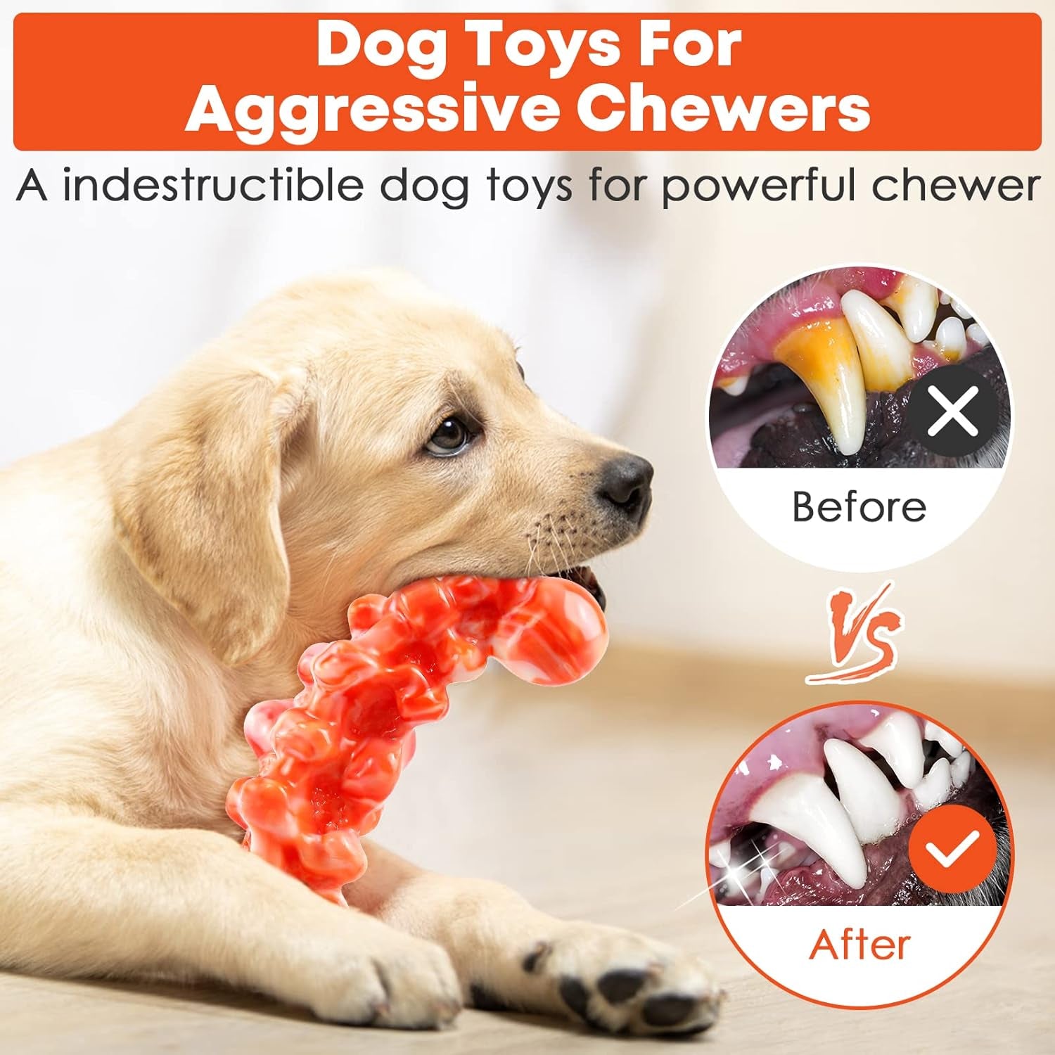 Dog Toys for Aggressive Chewers: Chew Toys for Training and Cleaning - Dog Toys for Large Dogs - Indestructible Dog Toy to Keep Them Busy