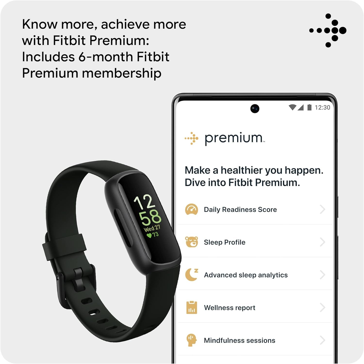 Inspire 3 Health &-Fitness-Tracker with Stress Management, Workout Intensity, Sleep Tracking, 24/7 Heart Rate and More, Midnight Zen/Black One Size (S & L Bands Included)