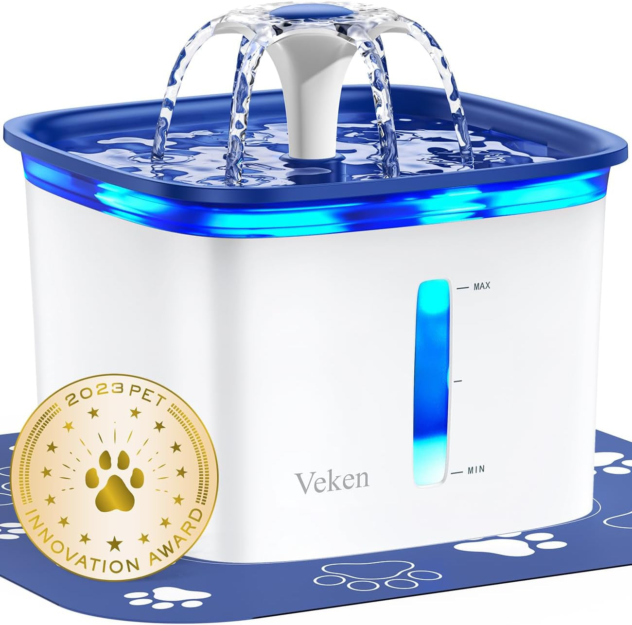 95Oz/2.8L Pet Fountain, Automatic Cat Water Fountain Dog Water Dispenser with Replacement Filters for Cats, Dogs, Multiple Pets (Blue, Plastic)