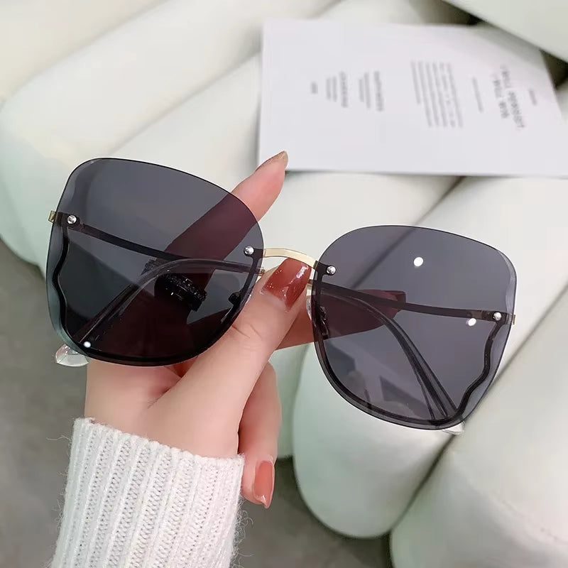 Square Sunglasses Woman Fashion Rimless Gradient Sun Glasses Brand Designer Ladies Frameless Gradient Mirror Shades Eyeglasses