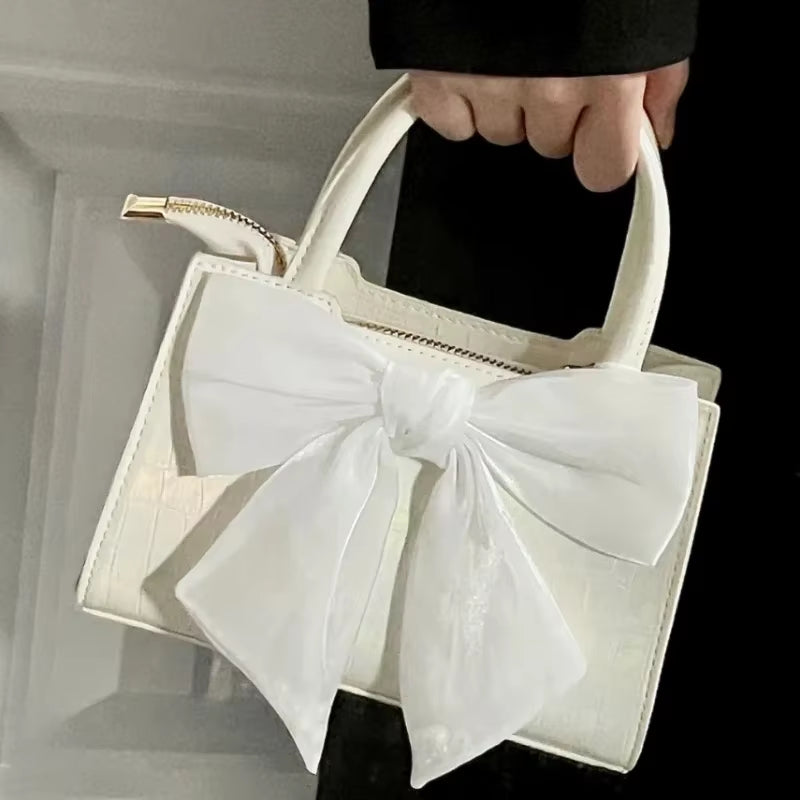 Fashion Women'S Clutch Purse Handbags Summer Pink Bowknot Female Underarm Bags Sweet Girl'S Small Square Shoulder Messenger Bag