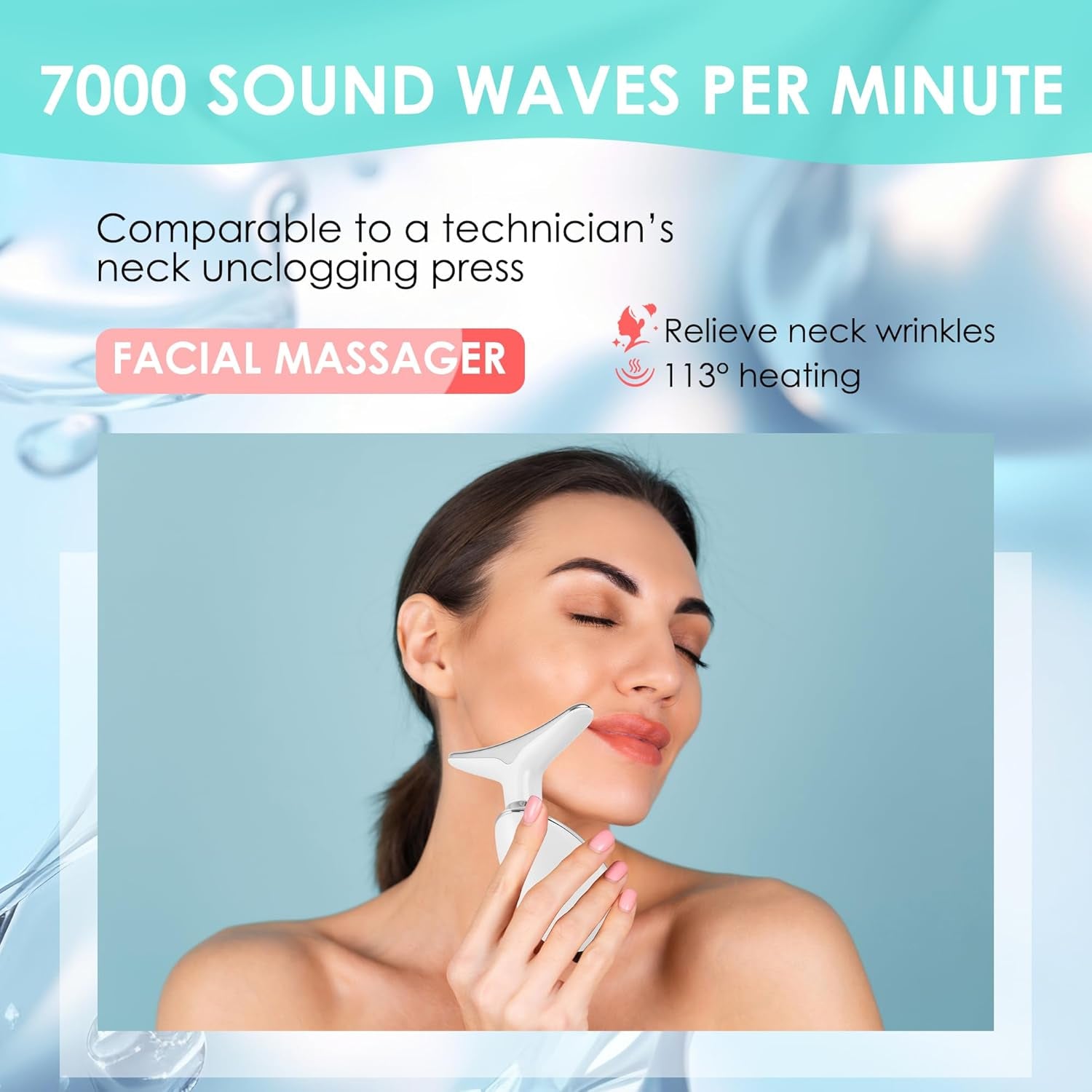 Facial Massager for Face and Neck, Face Culpting Wand with 7 Color, Red-Light-Therapy-For-Face and Neck Tool for Skin Care (White)