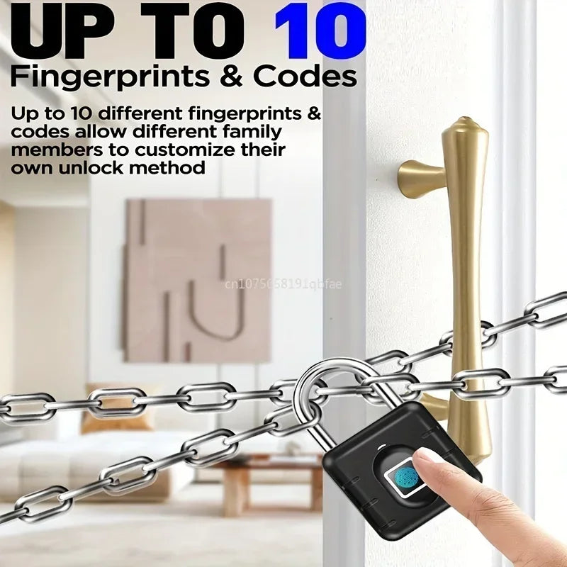 Waterproof Smart Fingerprint Padlock Locker Dormitory Anti-Theft Padlock USB Rechargeable Keyless Electronic Digital Lock