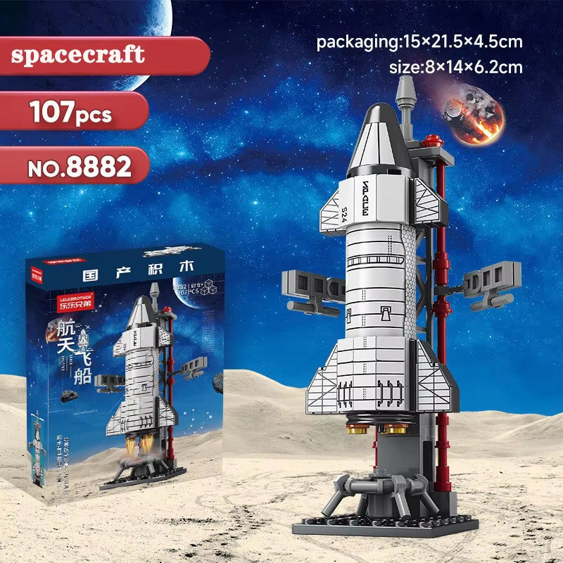 2024 Aerospace Building Block Kit Aviation Rocket Space Shuttle Spaceship Spacestation Satellite Astronaut Model Bricks Toy Gift