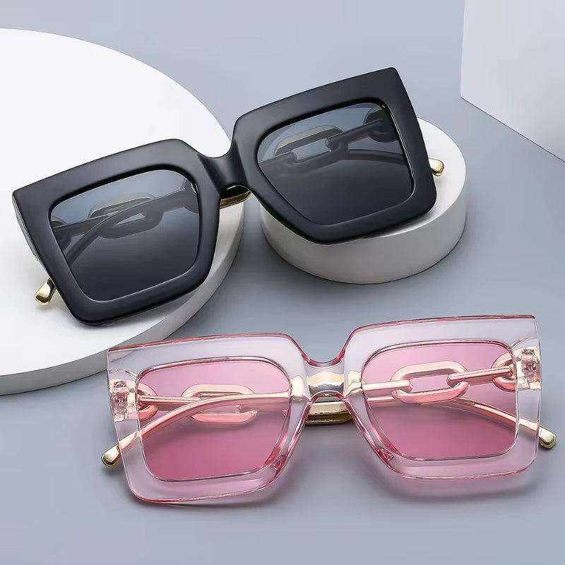 New Women Sunglasses Chain anti Uv Sun Glasses Fashionable Square Frame Women High-End Eyeglasses Casual Outdoor Glasses