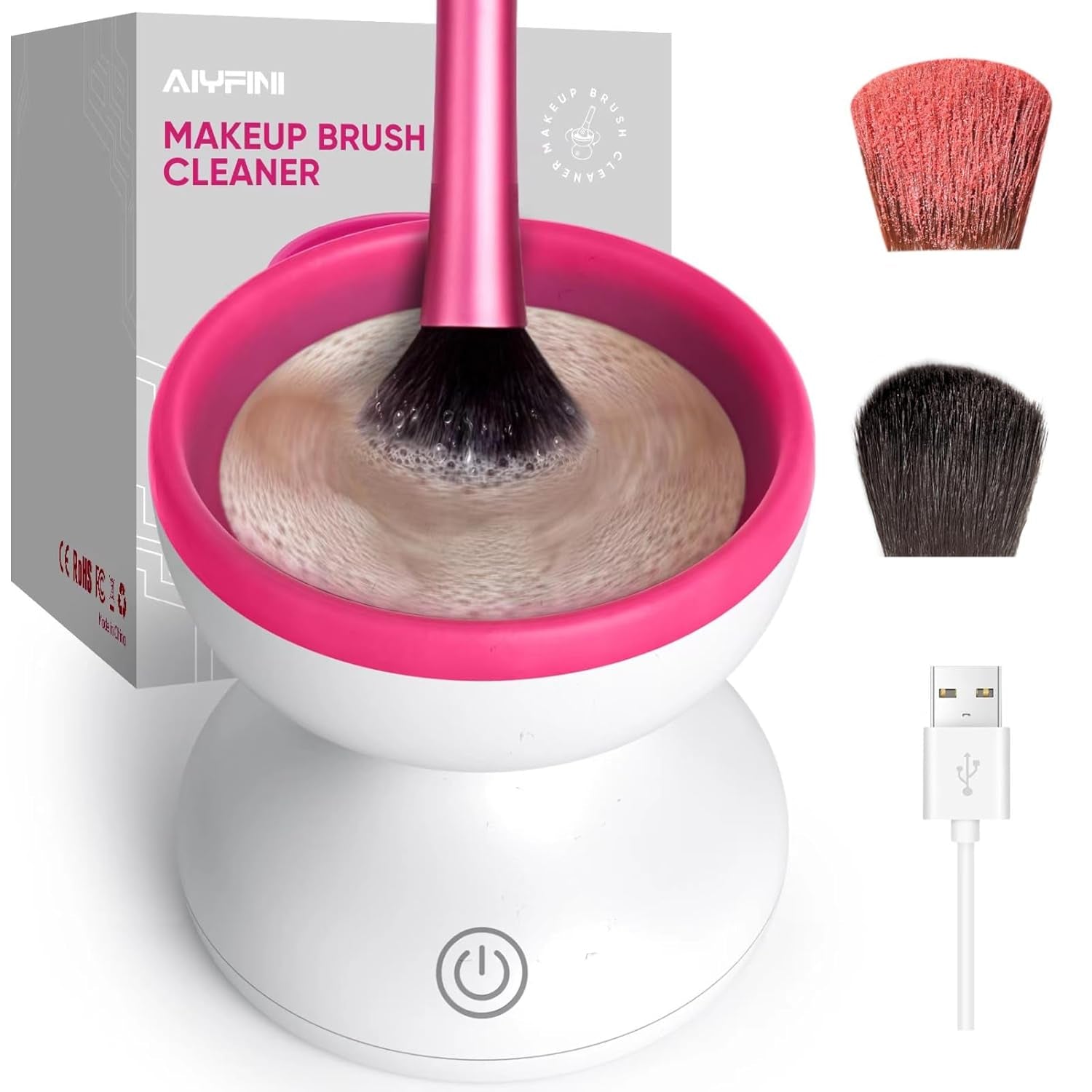 Electric Makeup Brush Cleaner Machine -  Portable Automatic USB Cosmetic Brushes Cleaner Cleanser Tool for All Size Beauty Makeup Brush Set, Liquid Foundation, Contour, Eyeshadow, Blush Brush