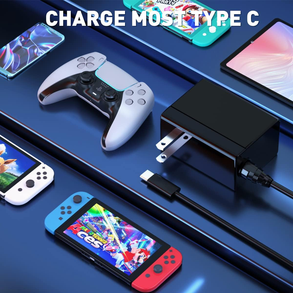 Charger for Nintendo Switch with 5FT Charging Cable, AC Power Supply Adapter for Nintendo Switch/Lite/Oled Work as Original Nintendo Charger, Support Switch TV Dock Mode Output 15V2.6A USB C Charger