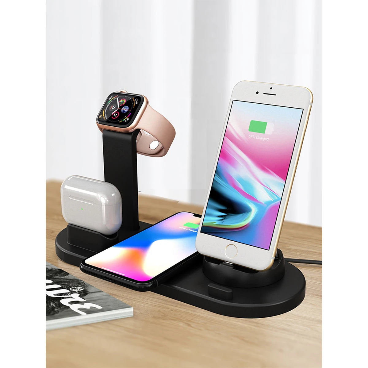 5 in 1 Wireless Charger Stand Pad for Iphone 15 14 13 12 11 X Apple Watch Airpods Desk Phone Chargers Fast Charging Dock Station