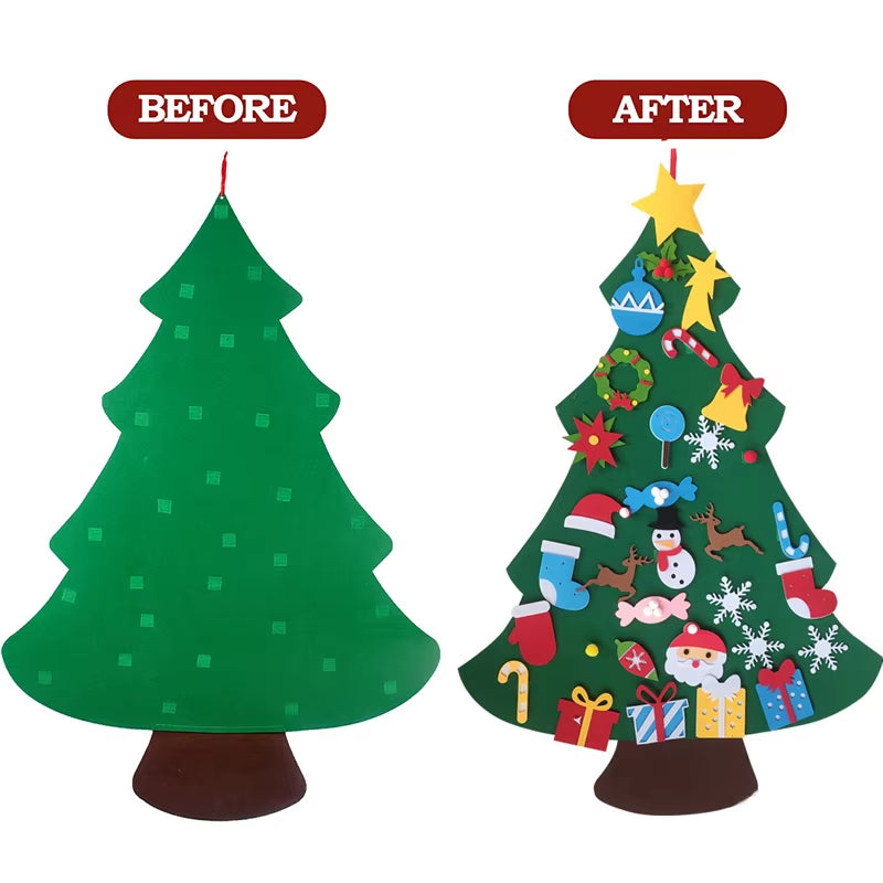 DIY Felt Christmas Tree Merry Christmas Decorations for Home 2024 New Year Xmas Tree Toddlers Busy Board Kids Montessori Toys