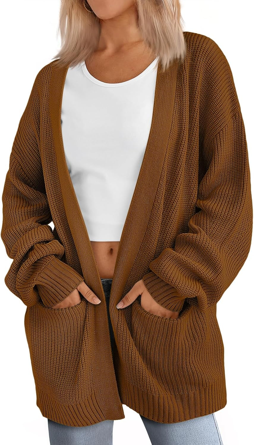 Womens Oversized Cardigans Soft Knit Cardigan Sweater with Pockets