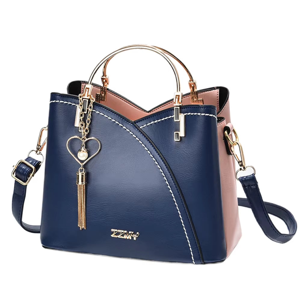 Contrast Color Designer Handbag Large Capacity Casual Commuter Handbag with Tassel Crossbody Bag Top Handle Bag for Women