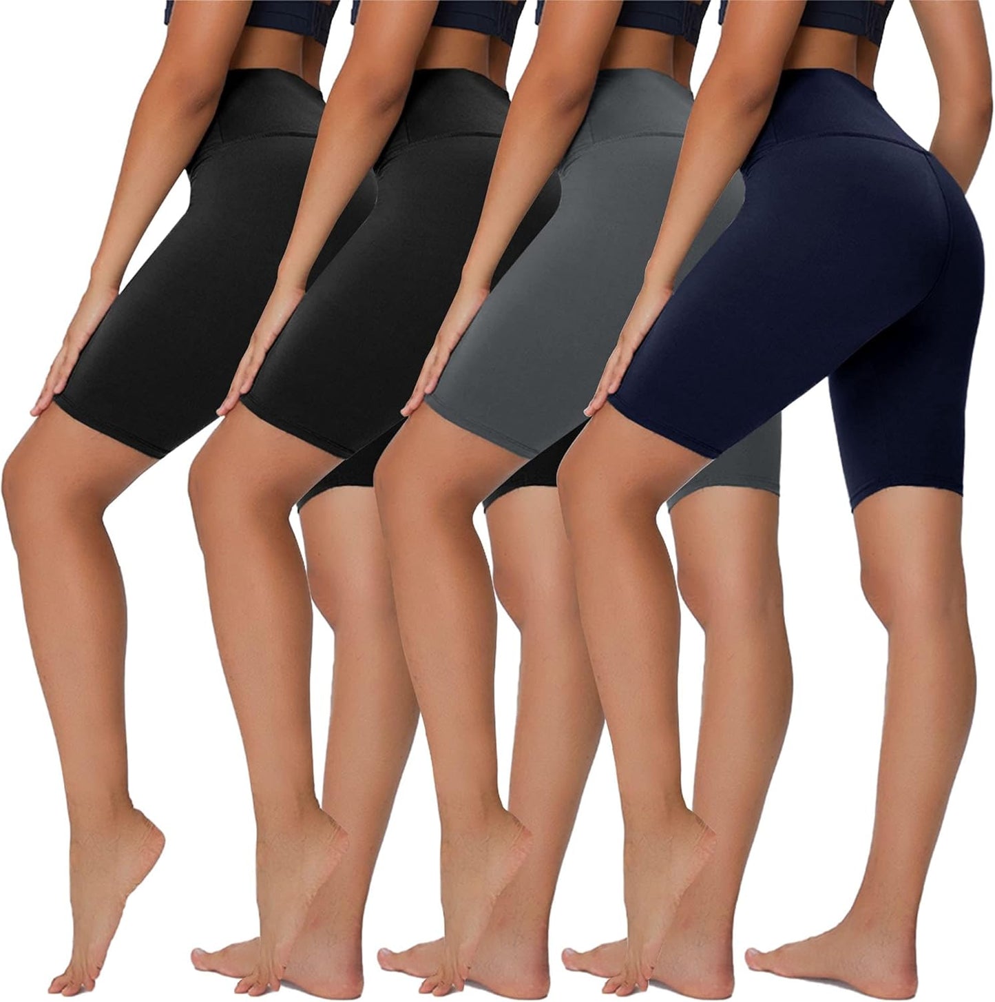 4 Pack Biker Shorts for Women - 5”/8” High Waist Tummy Control Summer Workout Shorts for Running Yoga Athletic