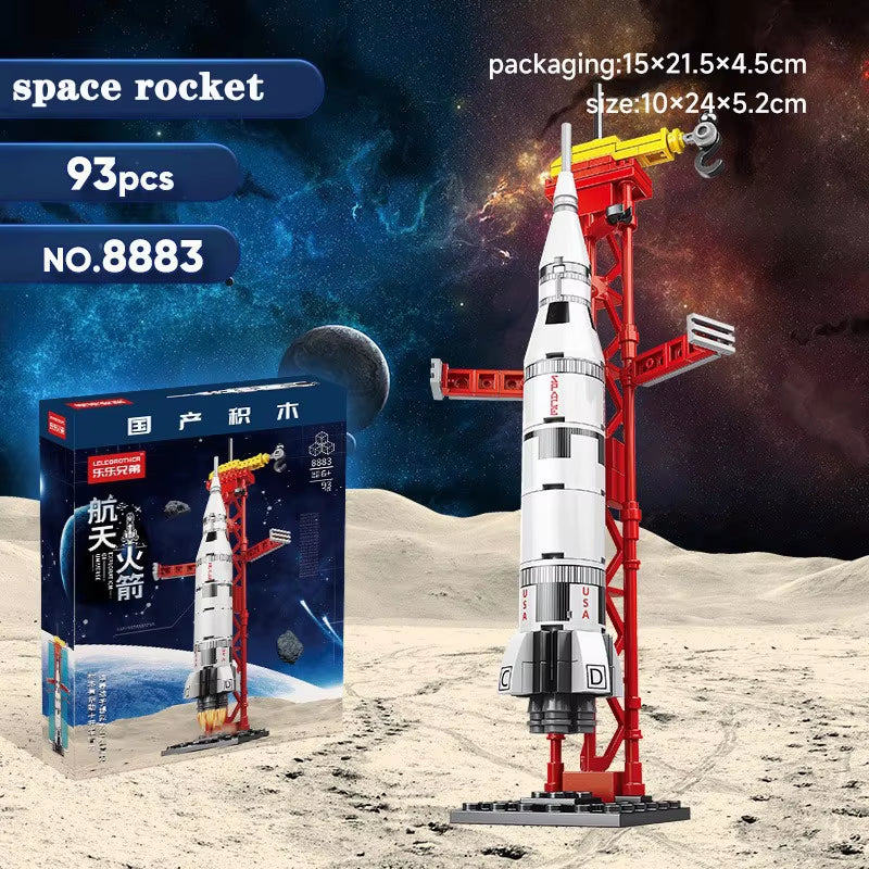 2024 Aerospace Building Block Kit Aviation Rocket Space Shuttle Spaceship Spacestation Satellite Astronaut Model Bricks Toy Gift