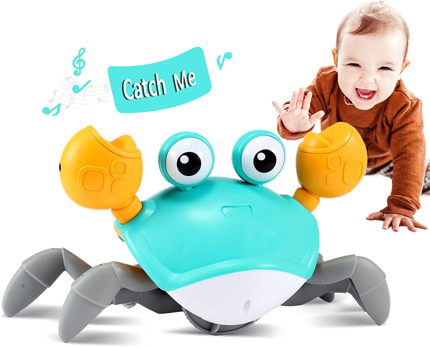 Crawling Crab Baby Toy - Infant Tummy Time Toys 3 4 5 6 7 8 9 10 11 12 Babies Boy 3-6 6-12 Learning Crawl 9-12 12-18 Walking Toddler 36 Months Old Music Development 1St Birthday Gifts