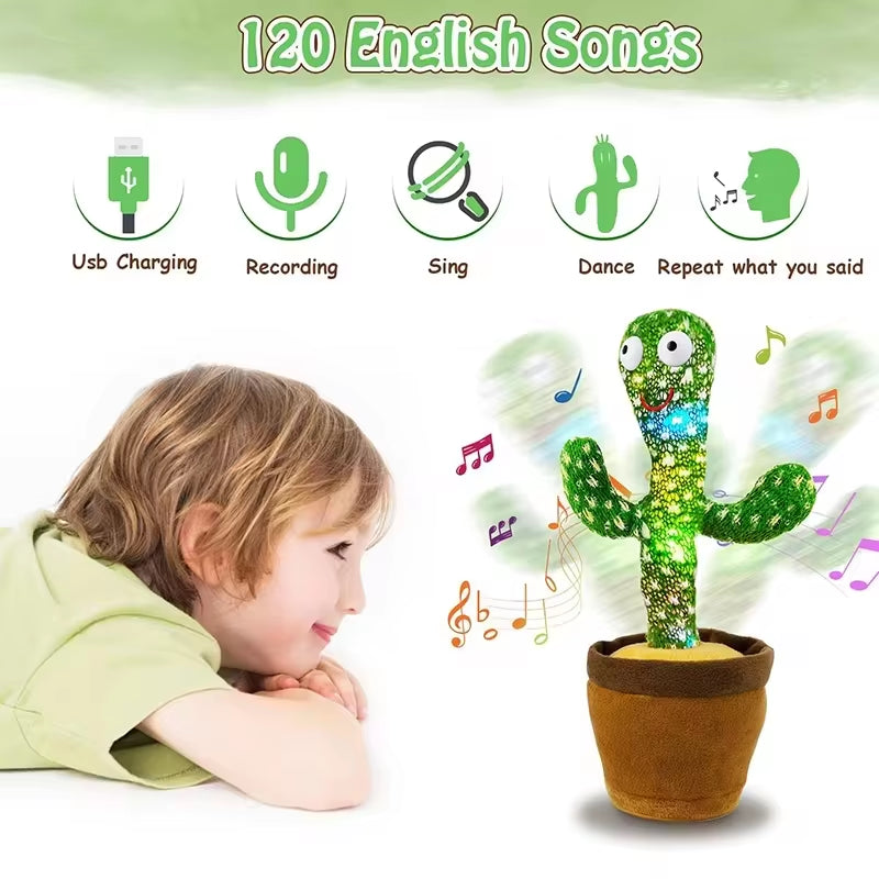 2024 New Plush Electronic Sun Cactus Kids Dancing Learning Talking Cactus Toy Interactive Talking Toy Court Decoration Kids Gift