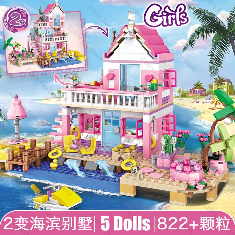 2024 Girls Friendship Tree House Villa Castle Building Blocks Classic Friends Girl'S Model Figures Toys for Kids Birthday Gift