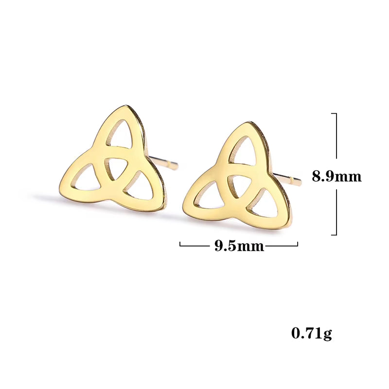 Witch Knot Stud Earrings for Woman Fashion Minimalist Celtic Knot Stainless Steel Earrings Amulet Jewelry Gift Wholesale