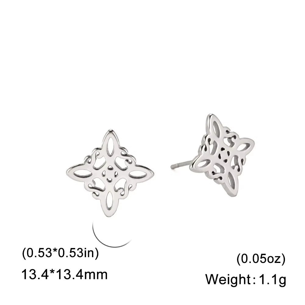 Witch Knot Stud Earrings for Woman Fashion Minimalist Celtic Knot Stainless Steel Earrings Amulet Jewelry Gift Wholesale