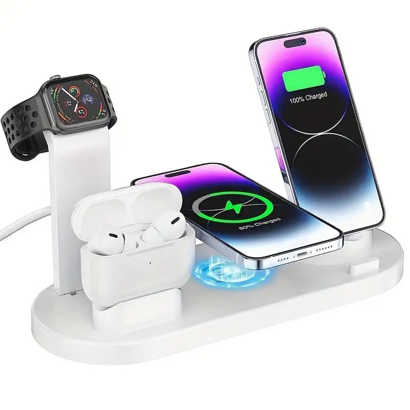 5 in 1 Wireless Charger Stand Pad for Iphone 15 14 13 12 11 X Apple Watch Airpods Desk Phone Chargers Fast Charging Dock Station