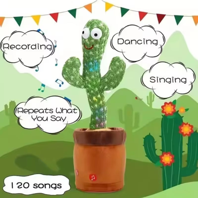 2024 New Plush Electronic Sun Cactus Kids Dancing Learning Talking Cactus Toy Interactive Talking Toy Court Decoration Kids Gift