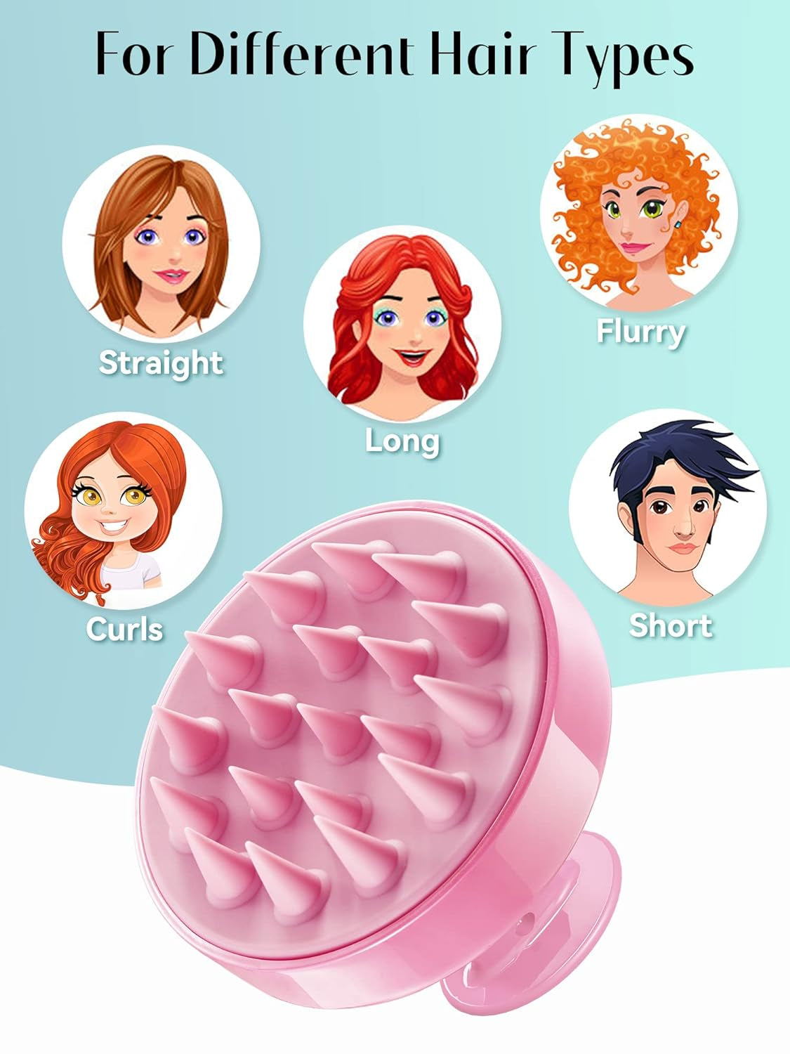 Scalp Massager Hair Growth, Scalp Scrubber with Soft Silicone Bristles for Hair Growth & Dandruff Removal, Hair Shampoo Brush for Scalp Exfoliator, Cherry Pink