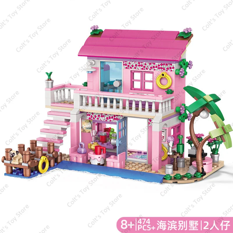 2024 Girls Friendship Tree House Villa Castle Building Blocks Classic Friends Girl'S Model Figures Toys for Kids Birthday Gift