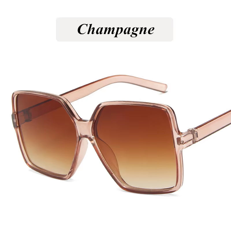 Fashion Classic Oversize Sunglasses Women Square Glasses Driving Outdoor Gradient Travel Mirror Sunglasses Plastic Frame Uv400