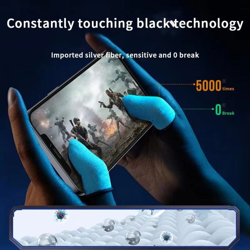 2 Pcs Mobile Game Fingertip Gloves Sweatproof Anti-Slip Touch Screen Finger Sleeve Breathable Gaming Fingertip Cover for Gamer