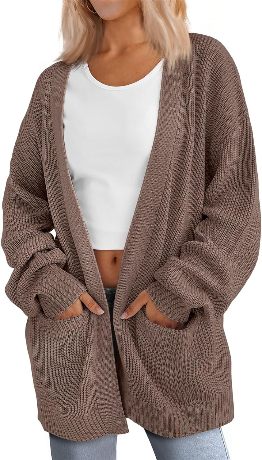 Womens Oversized Cardigans Soft Knit Cardigan Sweater with Pockets