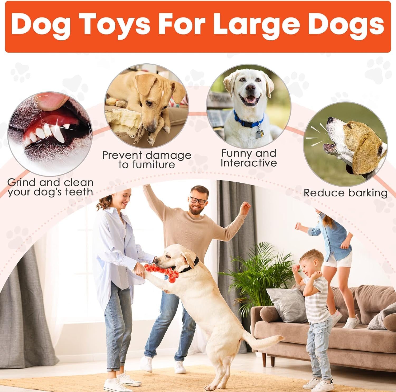 Dog Toys for Aggressive Chewers: Chew Toys for Training and Cleaning - Dog Toys for Large Dogs - Indestructible Dog Toy to Keep Them Busy