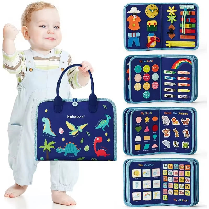 2024 New Busy Board Sensory Montessori Travel Educational Toy Gift for Toddler, Baby, Kids, Boys, Girls ,Unicorn Busy Book