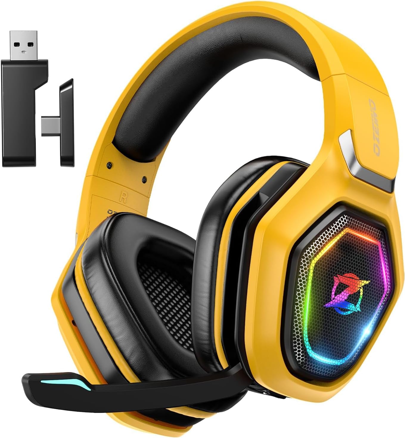 2.4Ghz Wireless Gaming Headset for PC, Ps5, Ps4 - Lossless Audio USB & Type-C Ultra Stable Gaming Headphones with Flip Microphone, 40-Hr Battery Gamer Headset for Switch, Laptop, Mobile, Mac