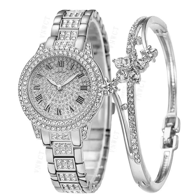 Hot Fashion Women Luxury Diamond Watches Bracelet Ladies Quartz Watch Rose Gold Womens Wristwatch Shiny Crystal Reloj Mujer