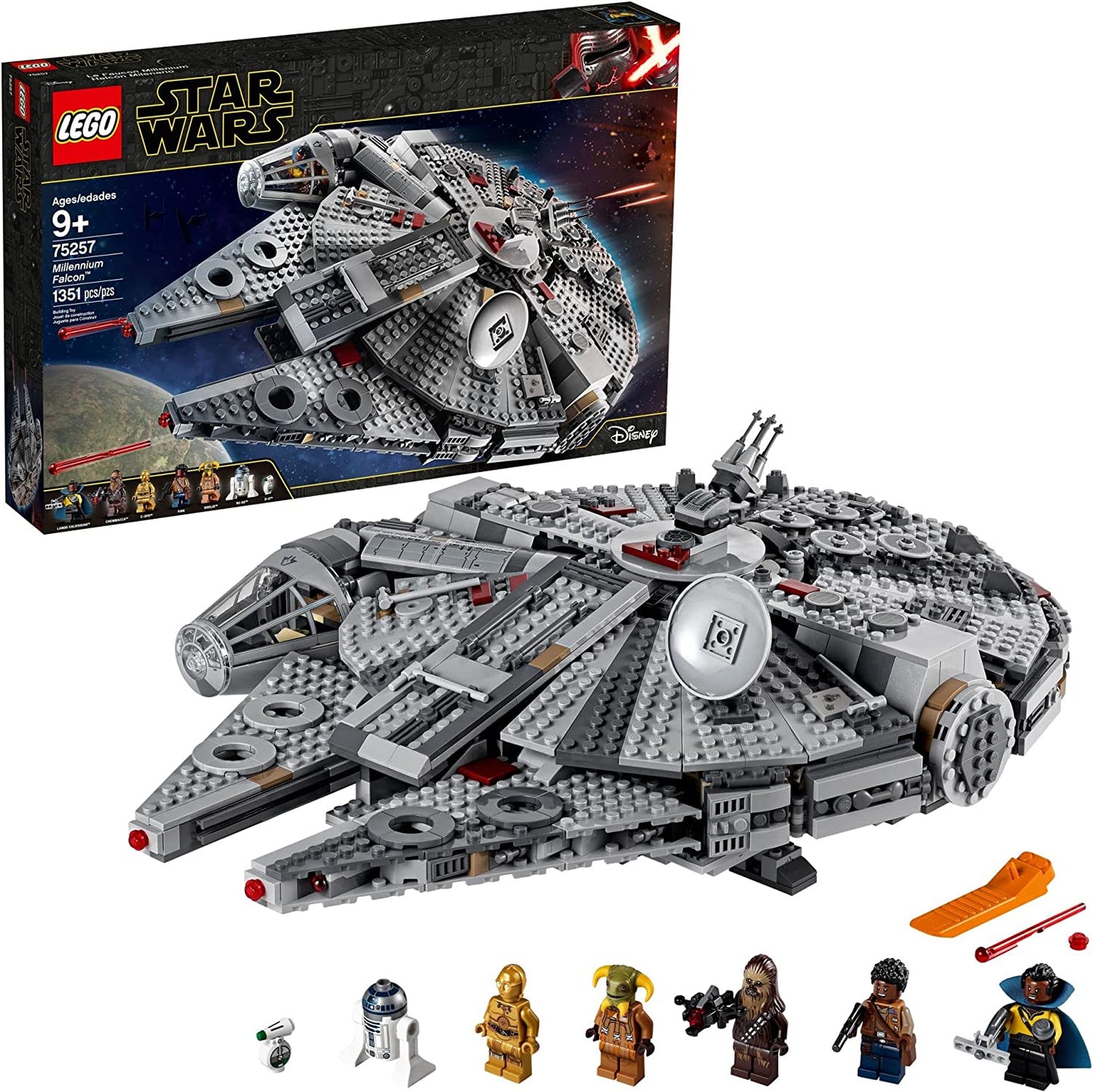 Star Wars Millennium Falcon 75257 Building Set - Starship Model with Finn, Chewbacca, Lando Calrissian, Boolio, C-3PO, R2-D2, and D-O Minifigures, the Rise of Skywalker Movie Collection