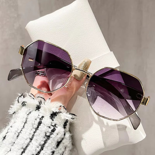 New Retro Sunglasses Women Fashion Polygonal Metal Frame Sunglasses Men Luxury Brand Designer Decorative Sun Glasses Uv400