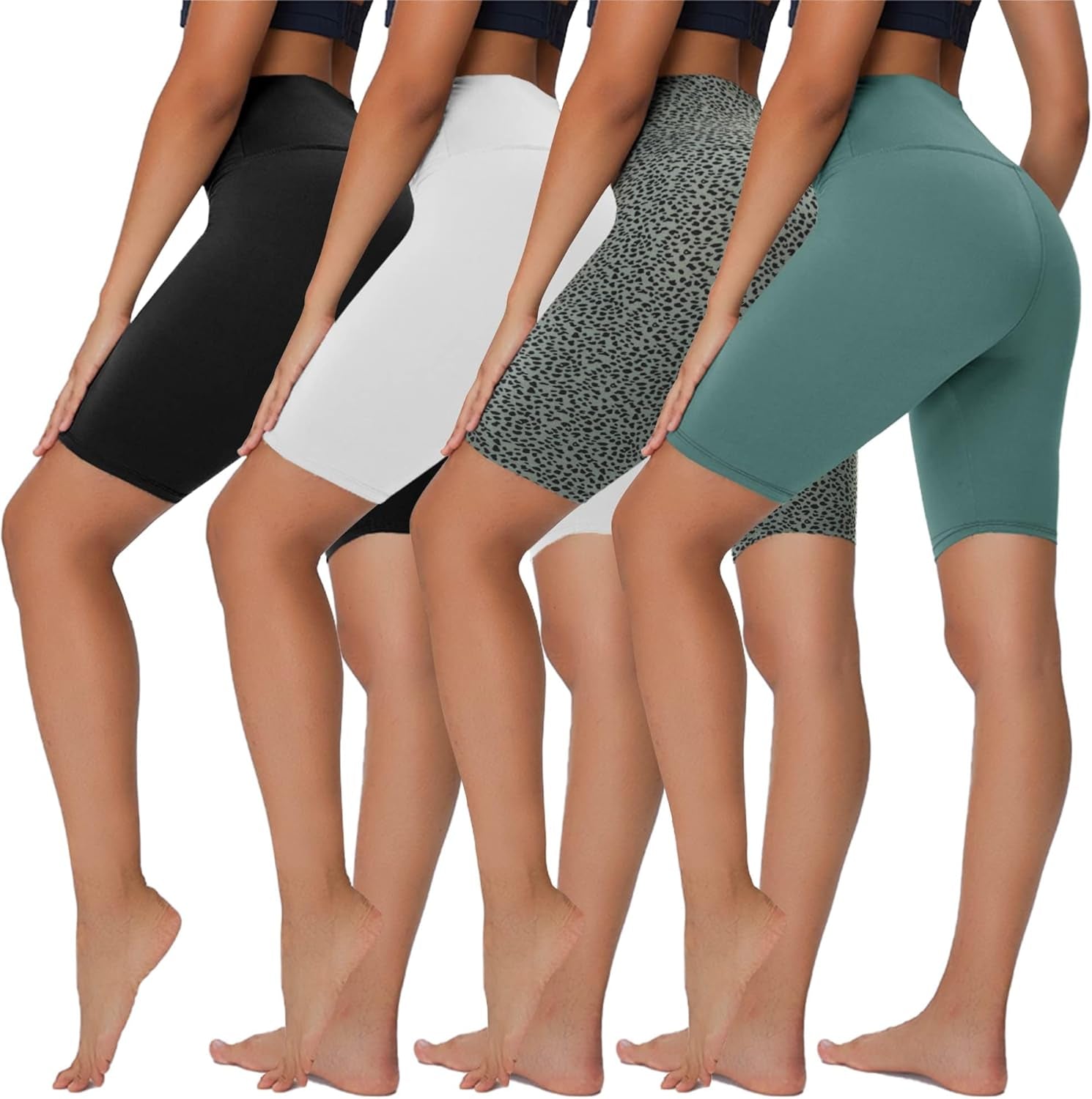 4 Pack Biker Shorts for Women - 5”/8” High Waist Tummy Control Summer Workout Shorts for Running Yoga Athletic