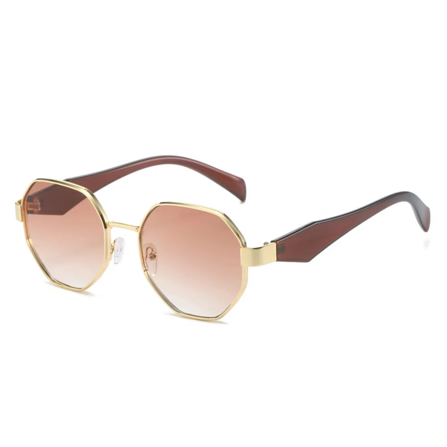 New Retro Sunglasses Women Fashion Polygonal Metal Frame Sunglasses Men Luxury Brand Designer Decorative Sun Glasses Uv400