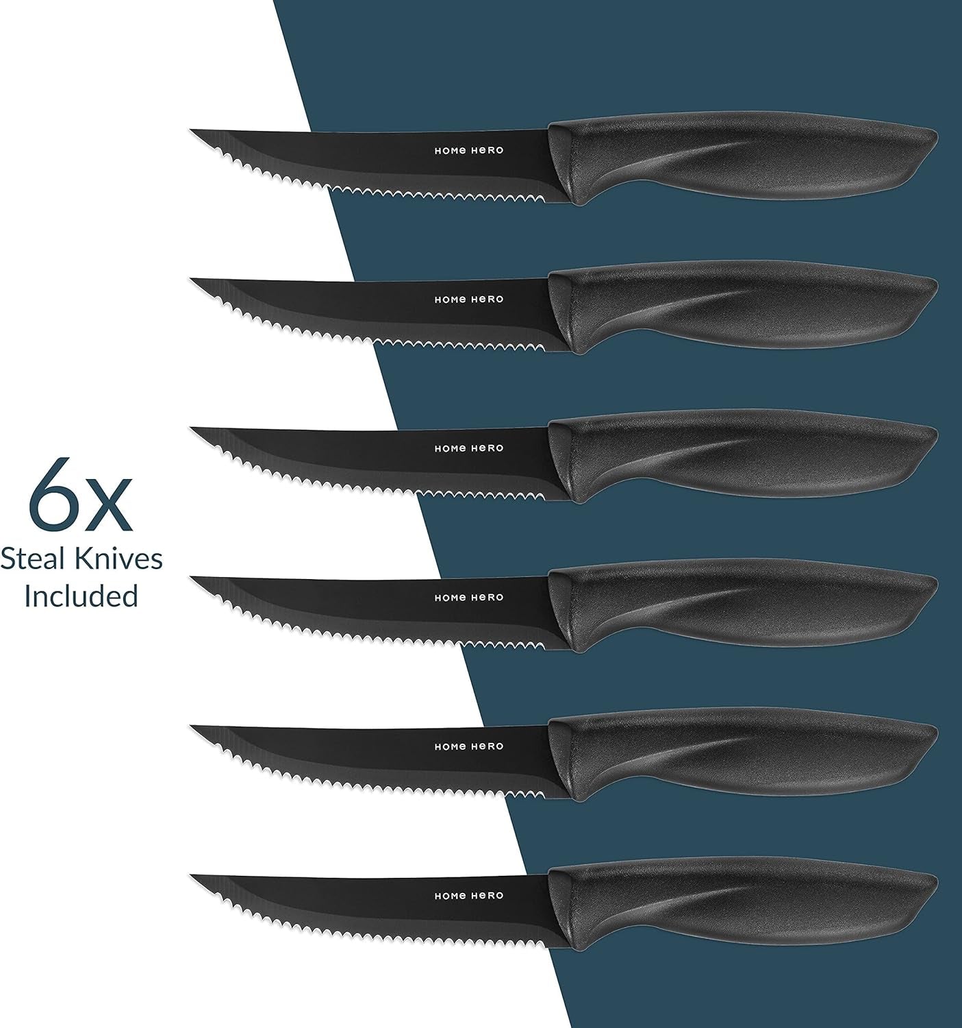 Kitchen Knife Set with Sharpener - High Carbon Stainless Steel Knife Block Set with Ergonomic Handles (20 Pcs - Black)