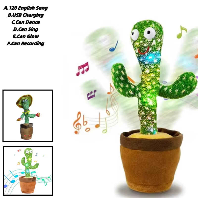 2024 New Plush Electronic Sun Cactus Kids Dancing Learning Talking Cactus Toy Interactive Talking Toy Court Decoration Kids Gift