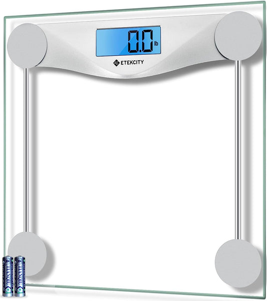 Bathroom Scale for Body Weight, Digital Weighing Machine for People, Accurate & Large LCD Backlight Display, 6Mm Tempered Glass, 400 Lbs