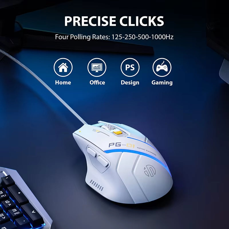 PG1 Wired Gaming Mouse Ergonomic E-Sports Macro Programming RGB Competitive Peripheral [Hardware Macro +1000 Return Rate]