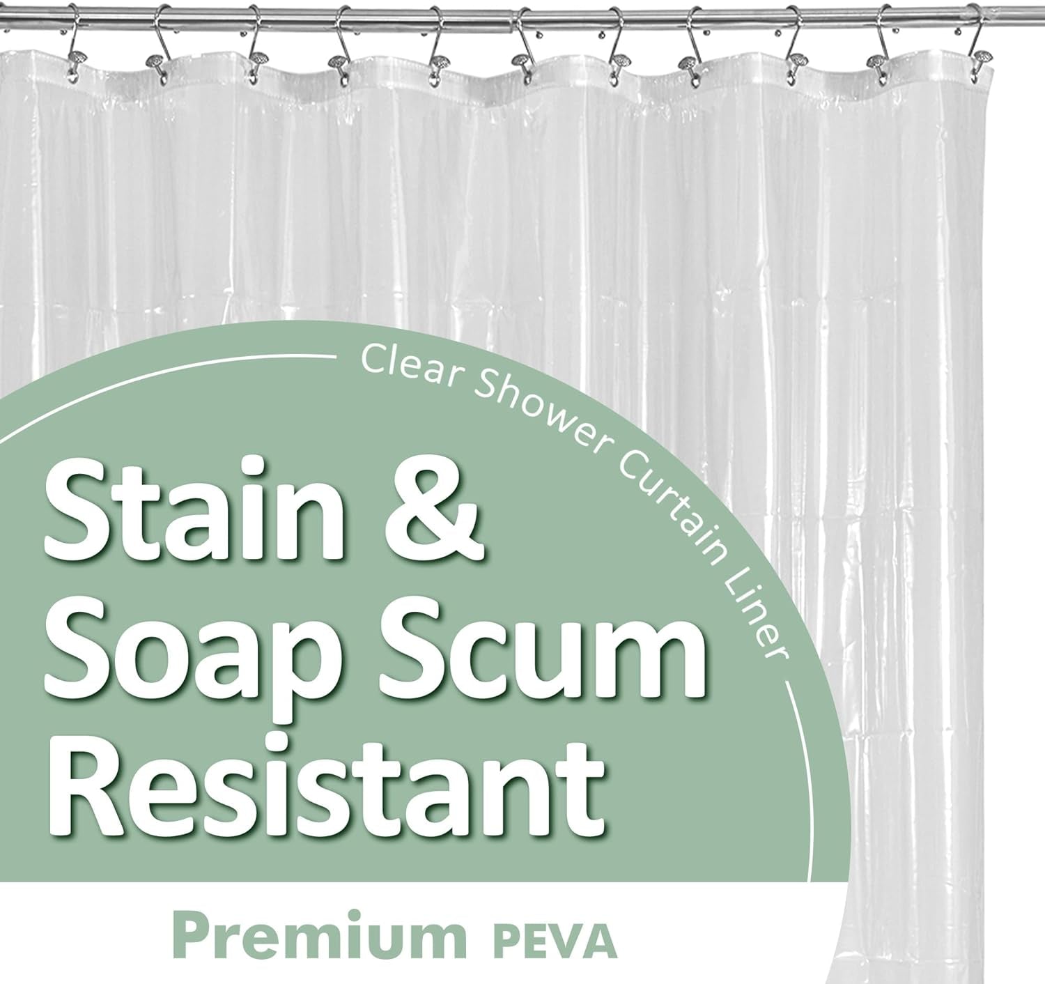 Plastic Shower Liner Clear - Premium PEVA Shower Curtain Liner with Rustproof Grommets and 3 Magnets, Waterproof Cute Lightweight Standard Size Shower Curtains for Bathroom - Clear