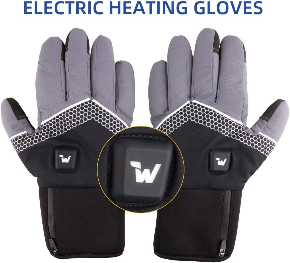 Electric Heated Gloves for Men Women with 3 Heating Levels Heated Gloves Touchscreen Waterproof Skiing Snowboarding Gloves