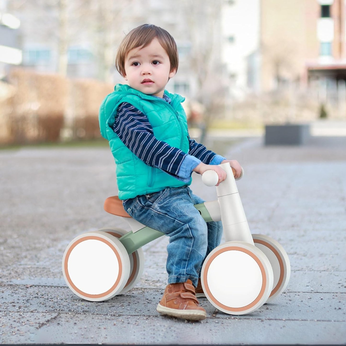 Baby Balance Bike for 1 Year Old Boys Girls 12-24 Month Toddler Balance Bike, 4 Wheels Toddler First Bike, First Birthday Gifts