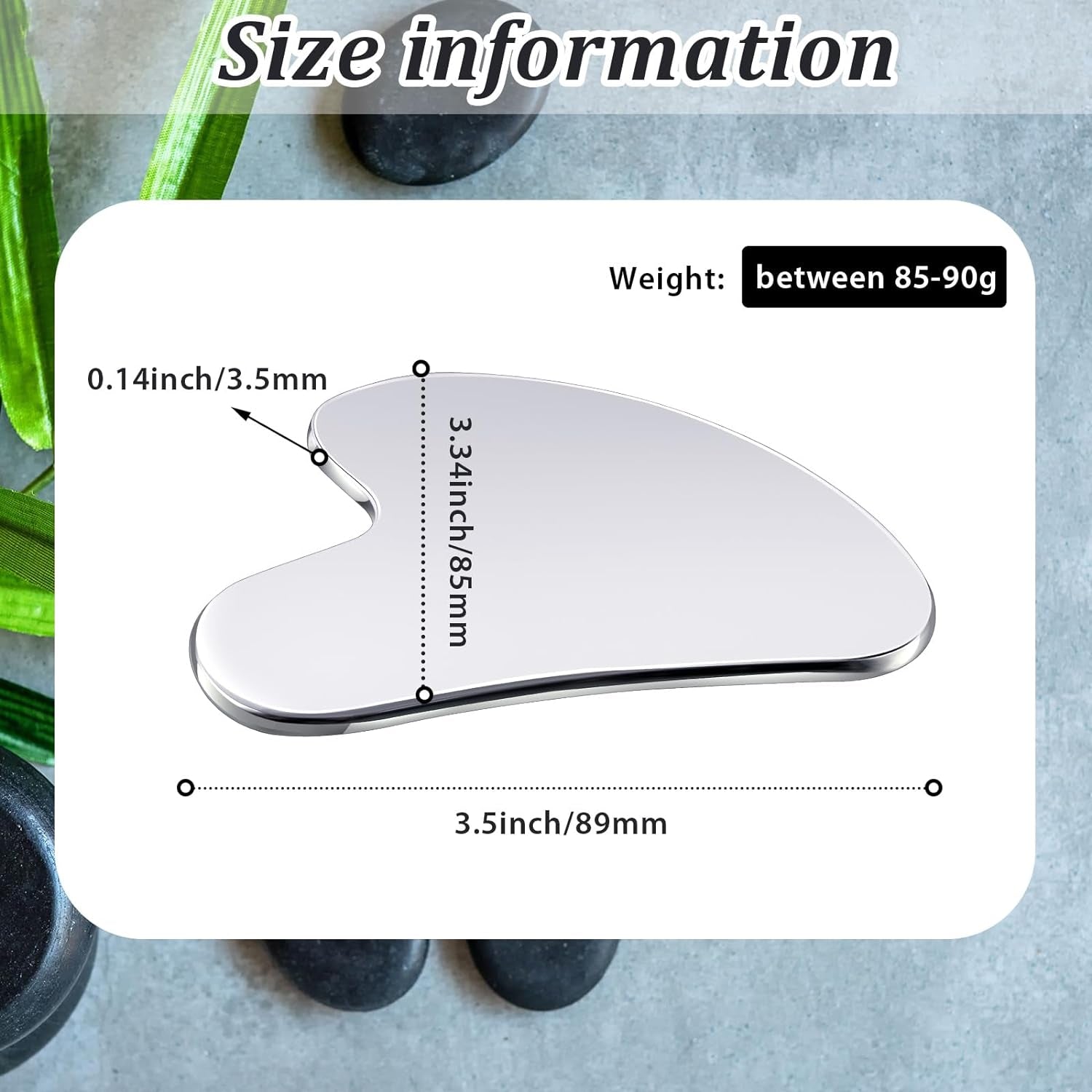 Stainless Steel Gua Sha Facial Tools Guasha for Face Metal Gua Sha Tighten Skin Massage Guasha Beauty Tool for Body Eyes Neck Massager with Travel Pouch Skin Care Gifts (Silver)