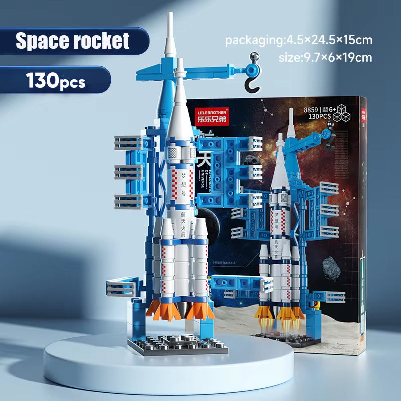 2024 Aerospace Building Block Kit Aviation Rocket Space Shuttle Spaceship Spacestation Satellite Astronaut Model Bricks Toy Gift